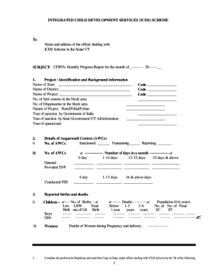 Integrated Child Development Services Icds Scheme PDF Form