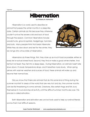 Hibernation Worksheet  Form