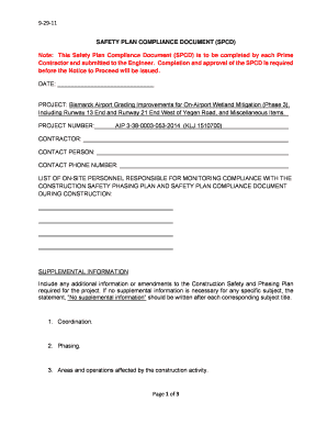 Safety Plan Compliance Document  Form