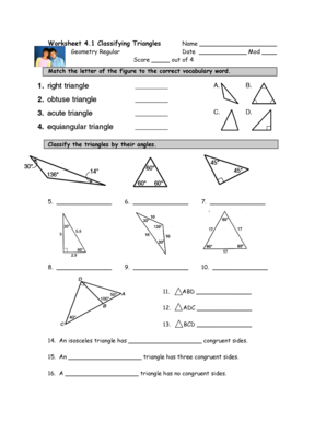Worksheet 4 1 Classifying Triangles Geometry Regular Answer Key  Form