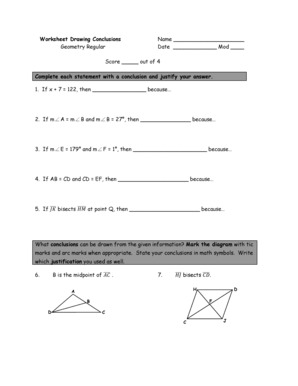 Making Conclusions Geometry Worksheet  Form