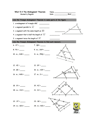 Triangle Midsegment Theorem Worksheet  Form