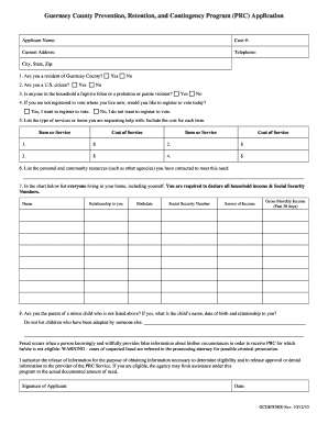 Guernsey County Prevention Retention and Contingency Program PRC Application  Form
