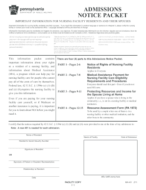 Admissions Notice Packet Ma 401  Form