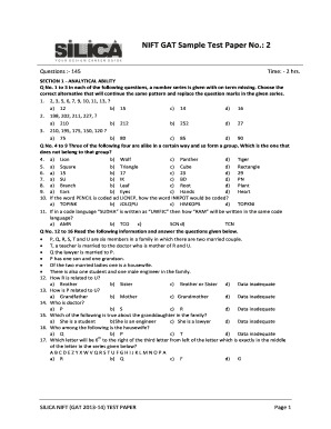Gat Exam Sample PDF  Form