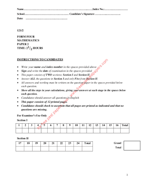Maneb Past Papers PDF  Form