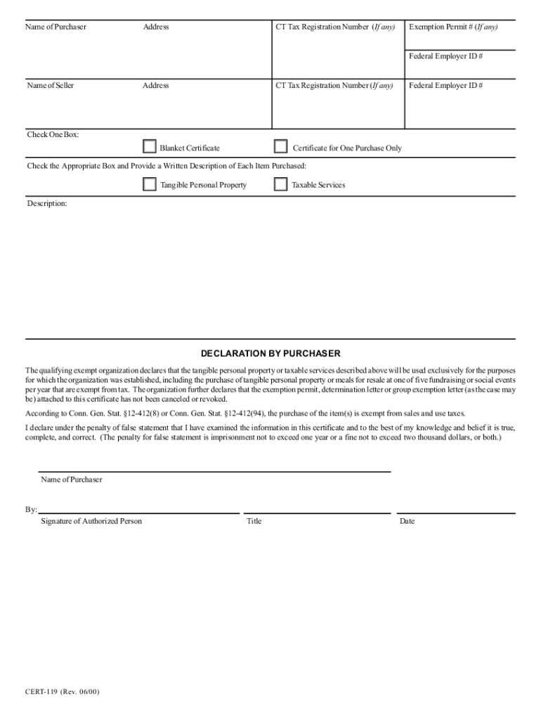 Cert 119  Form