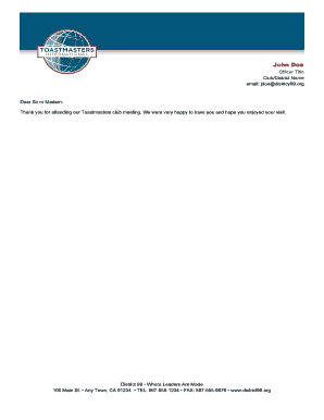 Toastmasters Letterhead  Form