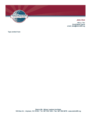 Toastmasters Letterhead  Form