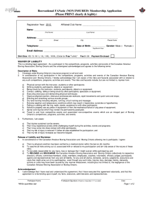 Boxing Waiver Form Template