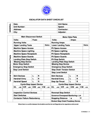 Escalator Maintenance Checklist  Form