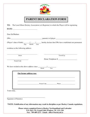 Parent Declaration Form