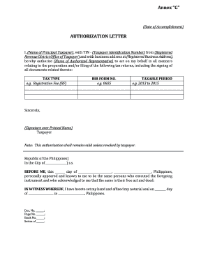 Authorization Letter for Tin Number  Form