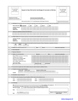 Request for New Pan Card Form