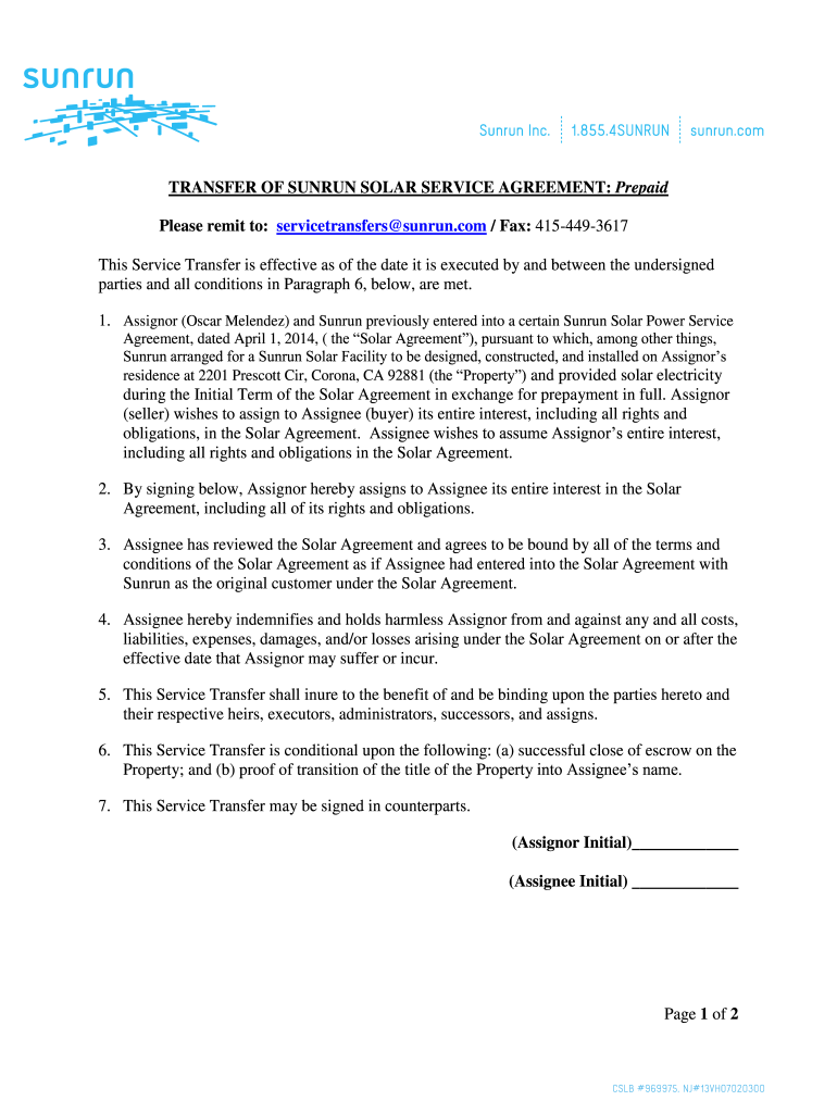 Get and Sign Sunrun Transfer Form 