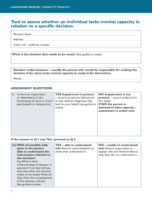 Hampshire Mental Capacity Toolkit  Form