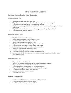 Holes Study Guide Answer Key  Form