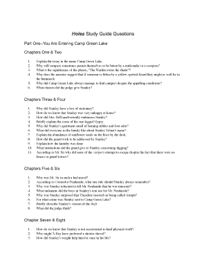 Study Guide Questions and Answers for Holes by Louis Sachar