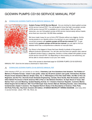 Godwin Cd150 Pump Parts Breakdown  Form