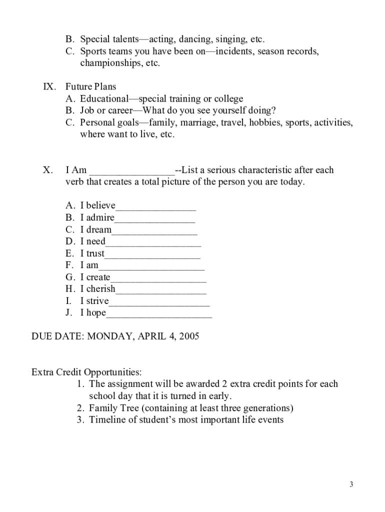 Autobiography Outline Template  Form