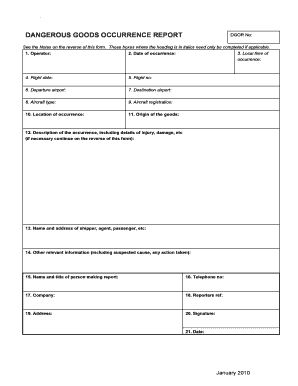 DG Occurrence Report Form Helicopter BAZL Bazl Admin