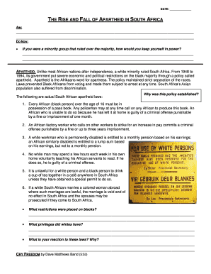 Apartheid Worksheet PDF  Form