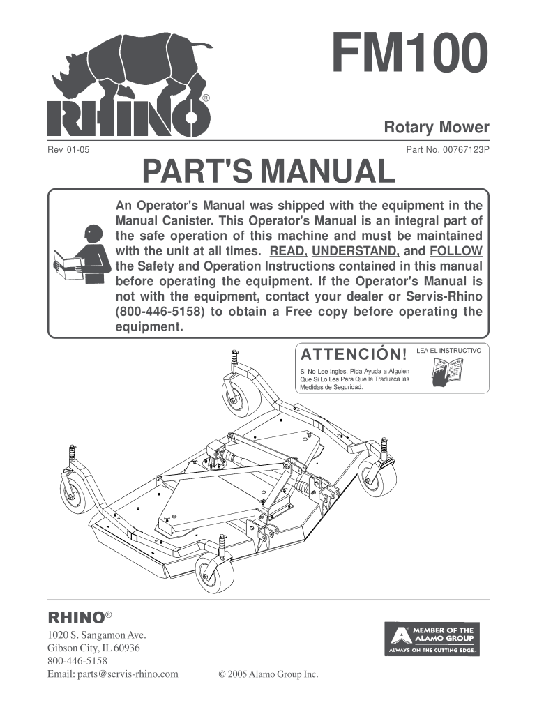 Rhino Parts Manual  Form