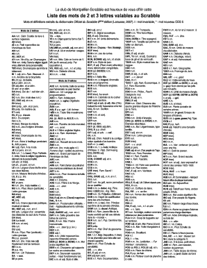 Liste Mots Scrabble Imprimer  Form