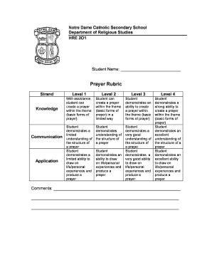 Prayer Rubric  Form