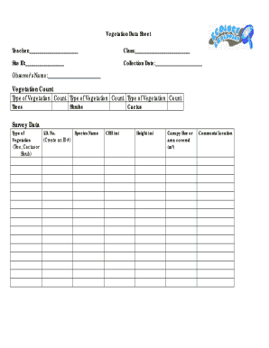 Vegetation Survey Data Sheet  Form