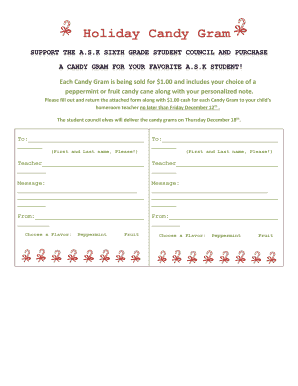 Holiday Candy Gram Template  Form