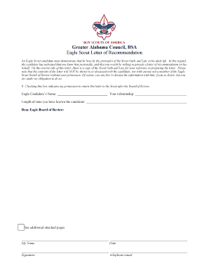 Eagle Scout Reference Request Sample Letter Greater Alabama 1bsa  Form