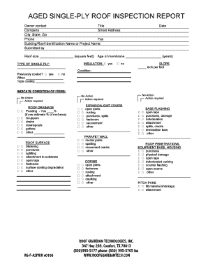 Roof Inspection Report  Form