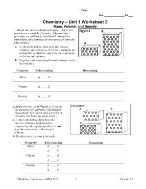 Chemistry Unit 1 Worksheet 3  Form