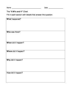 The 5 Ws and H Chart Fill in Each Section with Details that Answer Learn Lexiconic  Form