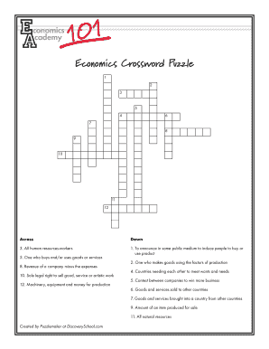 Economics Crossword Puzzle PDF  Form