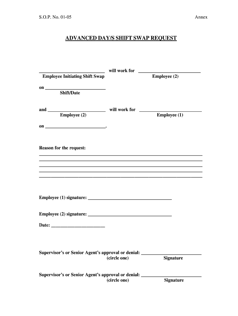 Shift Swap Form Fill Out and Sign Printable PDF Template signNow