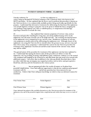 Patient Consent Form Clarivein pdfFiller