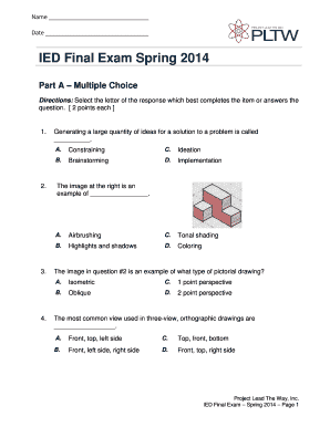 Pltw Ied Final Exam  Form