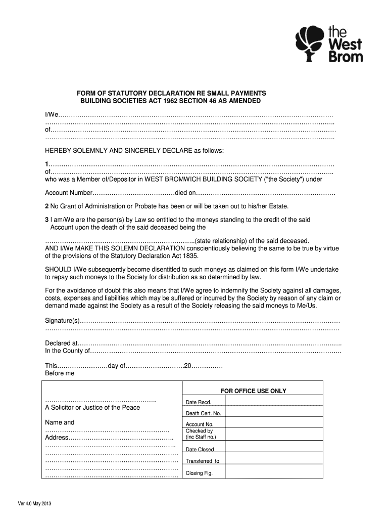  Statutory Declaration Form Download 2013-2024