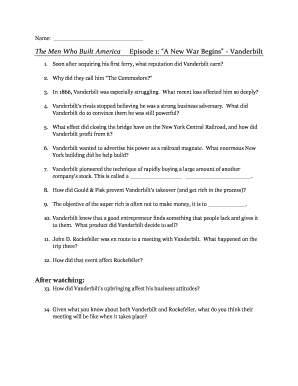 The Man Who Built America Episode 1 Worksheet Answers  Form