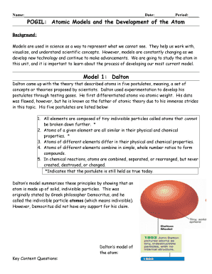 Pogil Atomic Models and the Development of the Atom Answer Key  Form