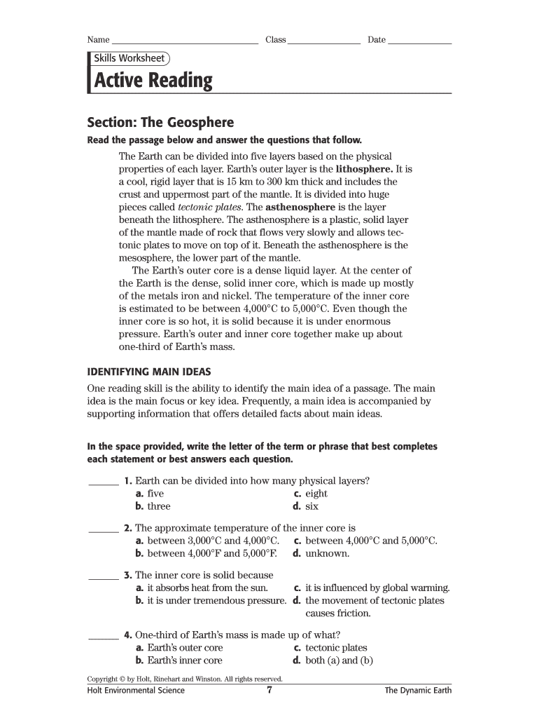 Geosphere Review Worksheet Answers  Form