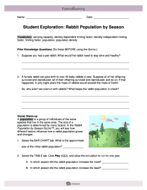 Rabbit Population by Season Gizmo Answer Key PDF  Form