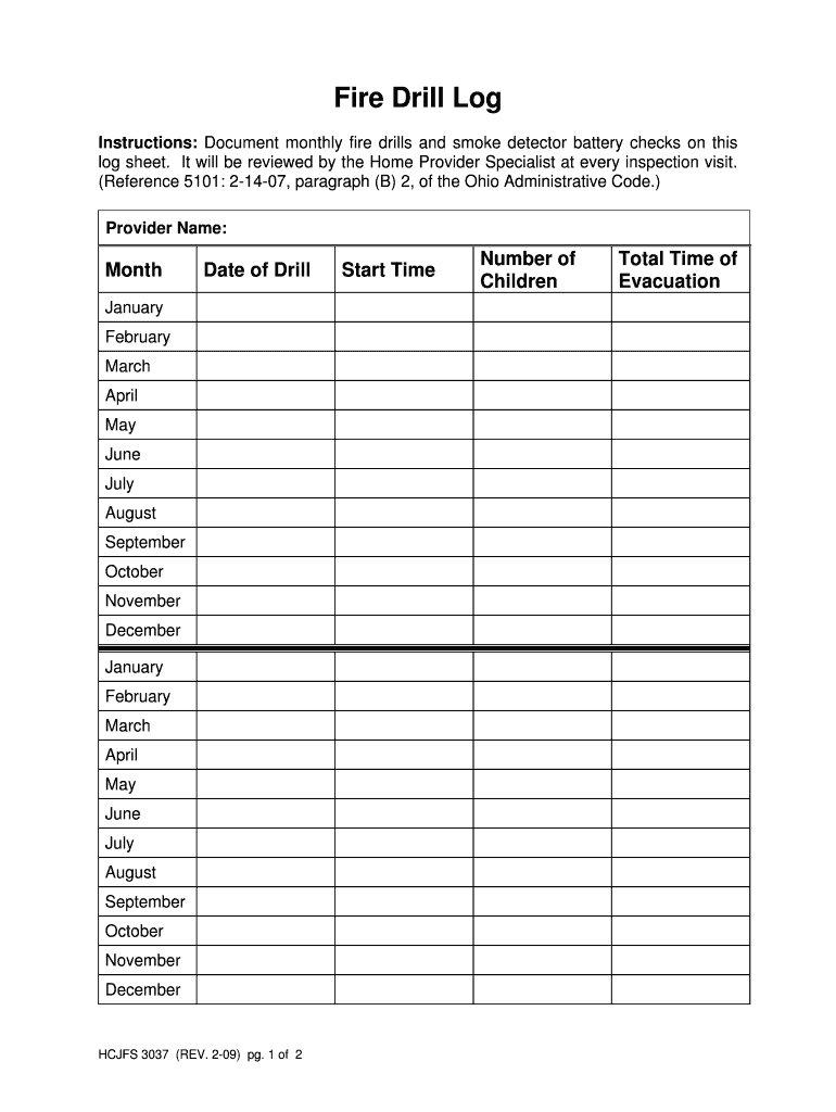 Instructions Document Monthly Fire Drills and Smoke Detector Battery Checks on This  Form