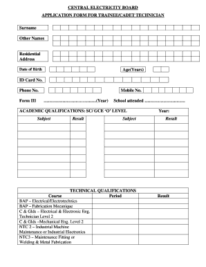Cadet Application Form PDF