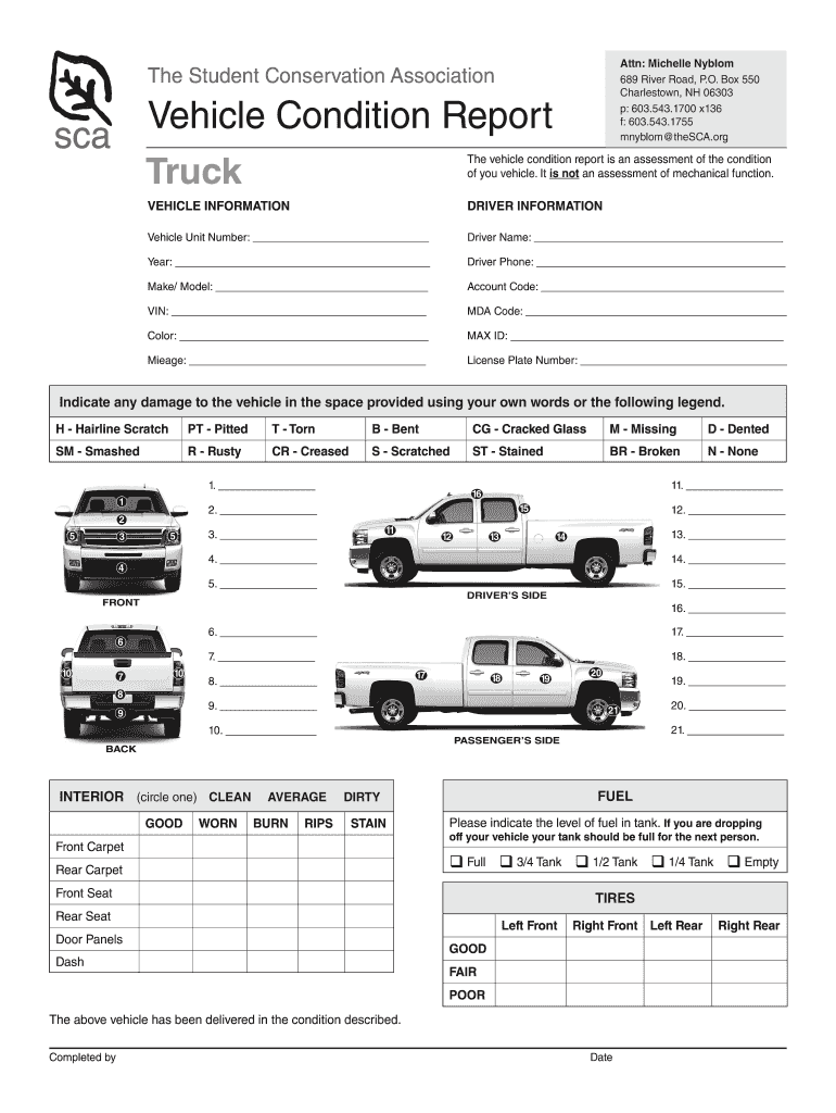 Vehicle Condition Report  Form