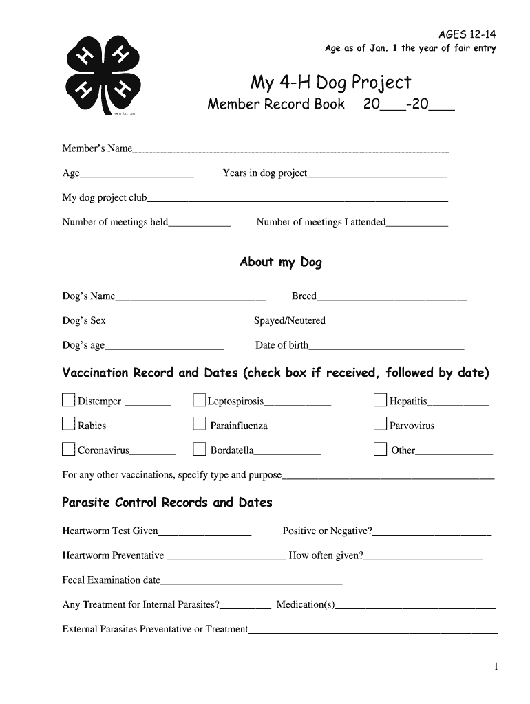 Record Vaccine Pet  Form