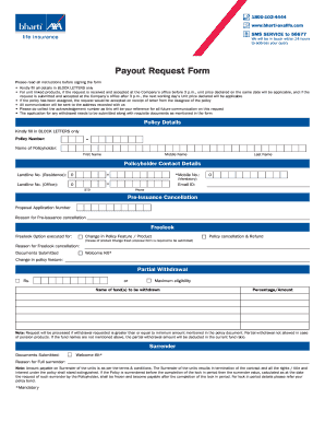 Bharti Axa Payout Request Form PDF