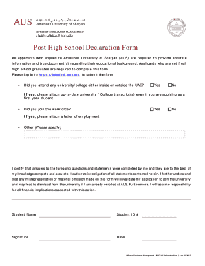 Declaration Form for School